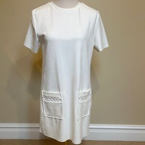 Zara Classic Cream Short Sleeve Dress NWT